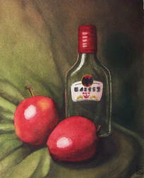 Green Bottle with Apples